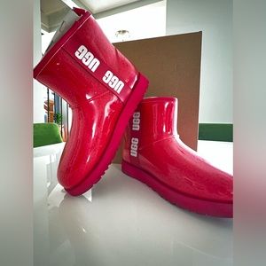 Classic Clear Mini Faux-Shearling Rain Boots